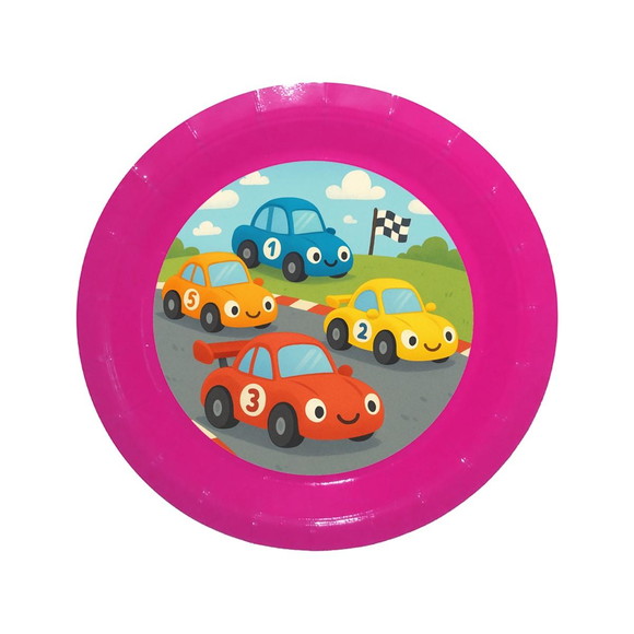 Prato de Papel Personalizado Carros de Corridas - Imagem 4