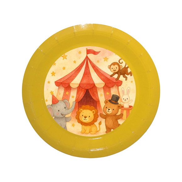 Prato de Papel Personalizado Circo Aquarela