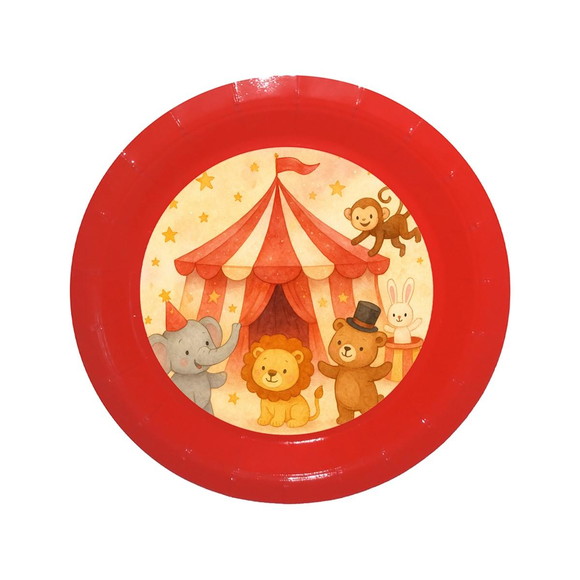 Prato de Papel Personalizado Circo Aquarela - Imagem 5