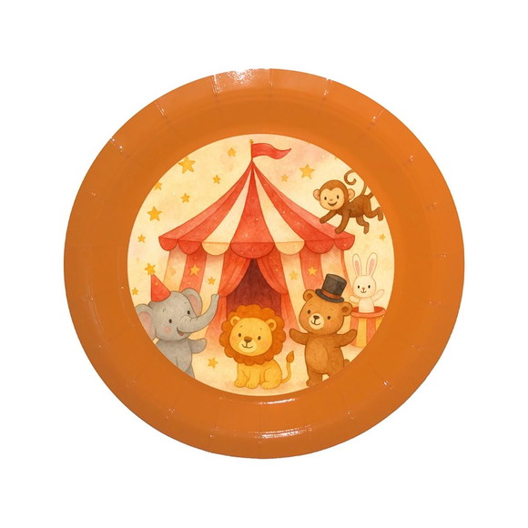 Prato de Papel Personalizado Circo Aquarela - Imagem 2