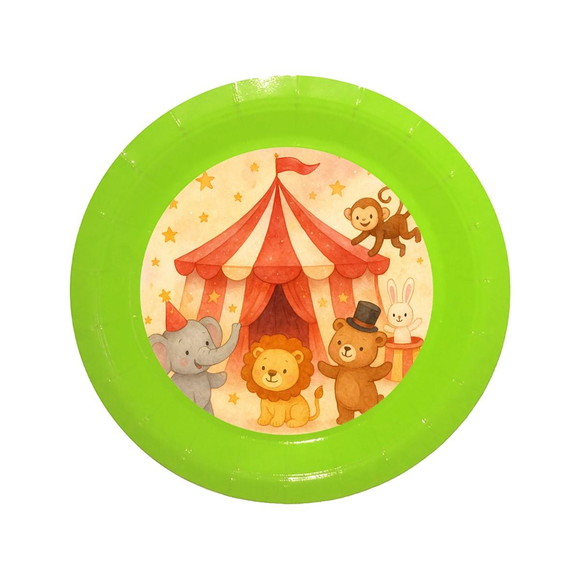 Prato de Papel Personalizado Circo Aquarela - Imagem 3