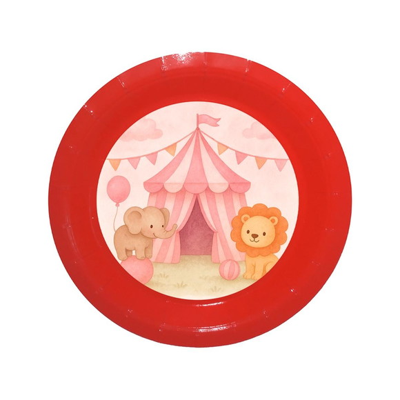 Prato de Papel Personalizado Circo Rosa Aquarela - Imagem 5