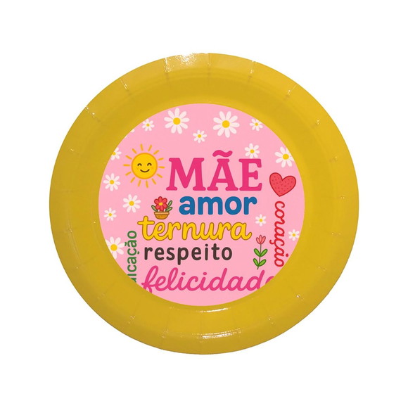 Prato de Papel Personalizado Dia das Mães