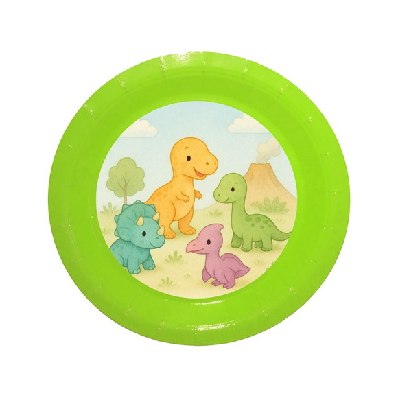 Prato de Papel Personalizado Dinossauros Baby - Imagem 3