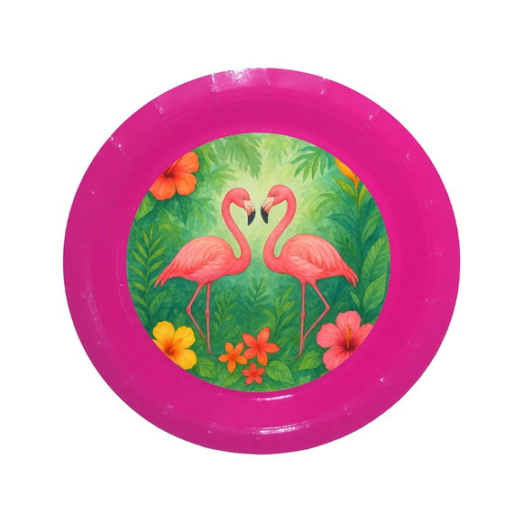 Prato de Papel Personalizado Flamingo Aquarela - Imagem 4