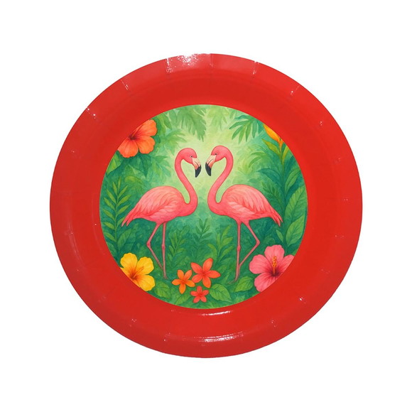 Prato de Papel Personalizado Flamingo Aquarela - Imagem 5