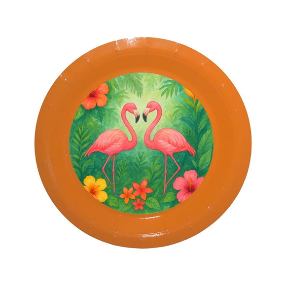 Prato de Papel Personalizado Flamingo Aquarela - Imagem 2
