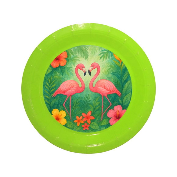 Prato de Papel Personalizado Flamingo Aquarela - Imagem 3