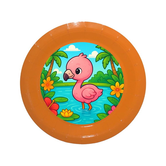 Prato de Papel Personalizado Flamingo Baby - Imagem 2