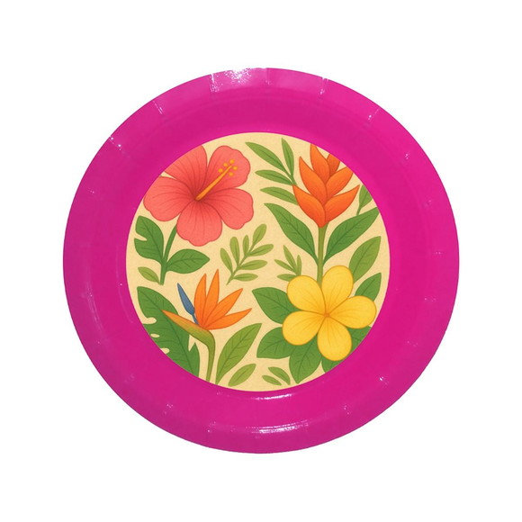 Prato de Papel Personalizado Flores Tropicais - Imagem 4