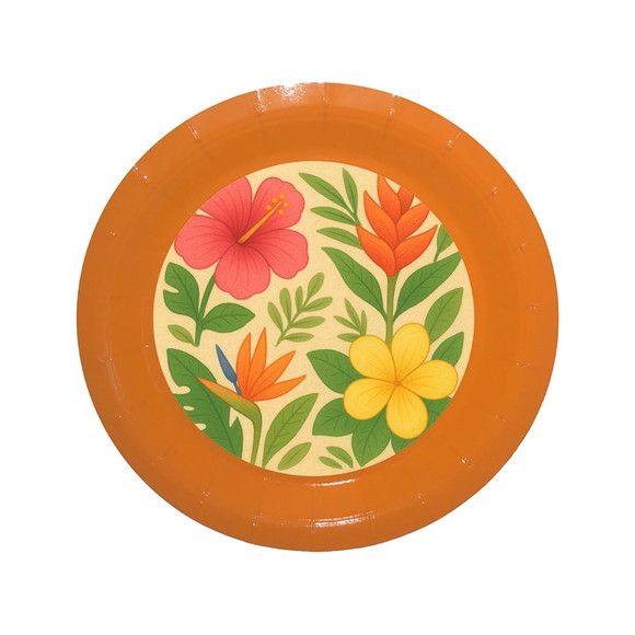 Prato de Papel Personalizado Flores Tropicais - Imagem 2