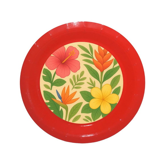 Prato de Papel Personalizado Flores Tropicais - Imagem 5