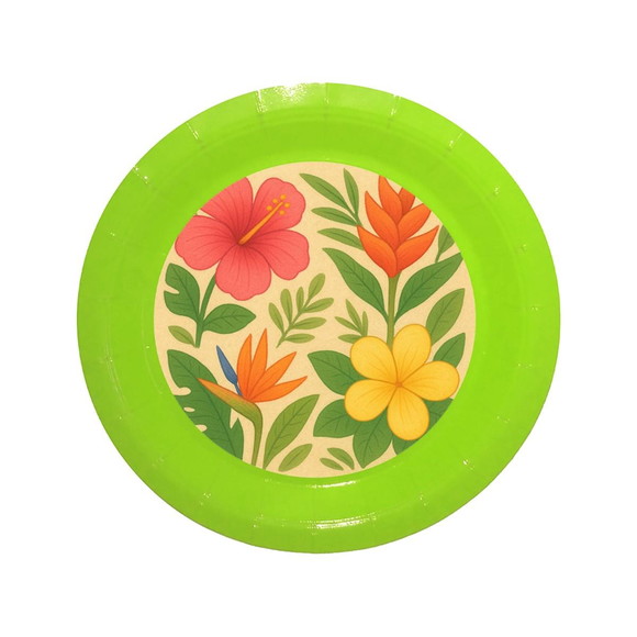 Prato de Papel Personalizado Flores Tropicais - Imagem 3