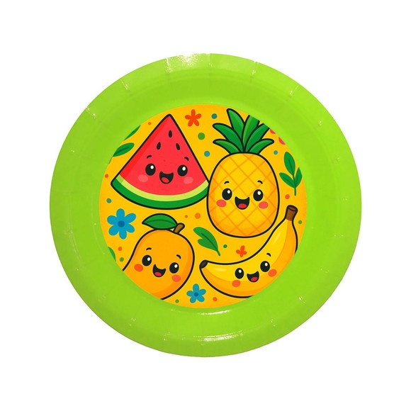 Prato de Papel Personalizado Frutas Tropicais - Imagem 3