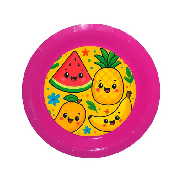 Prato de Papel Personalizado Frutas Tropicais - Imagem 4