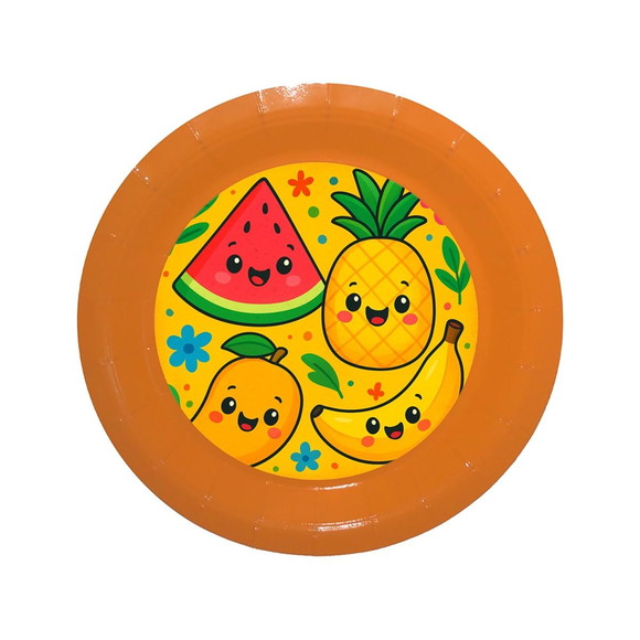 Prato de Papel Personalizado Frutas Tropicais - Imagem 2