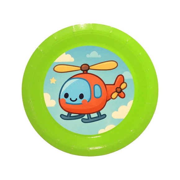 Prato de Papel Personalizado Helicóptero - Imagem 3