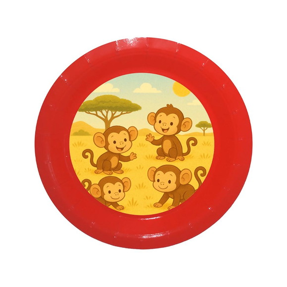 Prato de Papel Personalizado Macaquinhos - Imagem 5