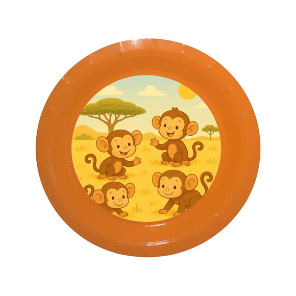 Prato de Papel Personalizado Macaquinhos - Imagem 2
