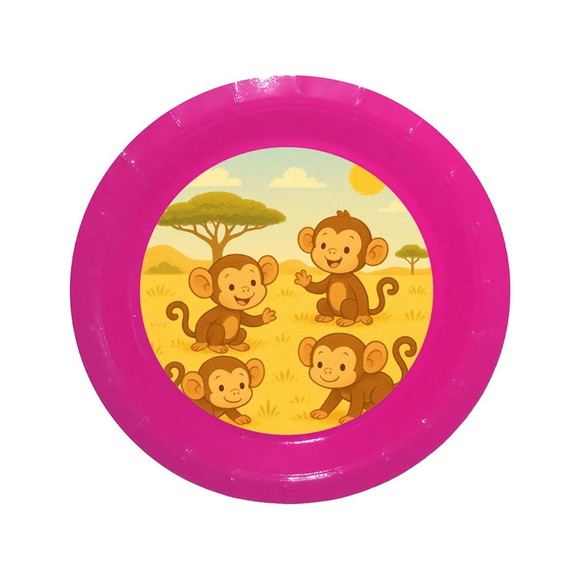 Prato de Papel Personalizado Macaquinhos - Imagem 4