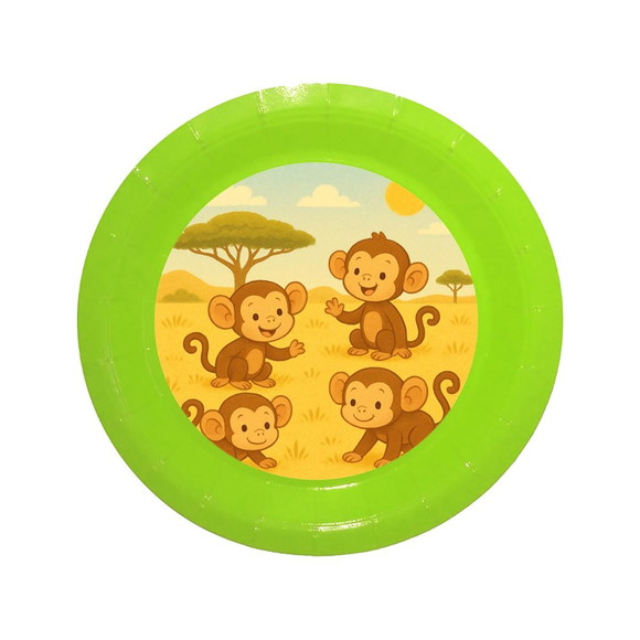 Prato de Papel Personalizado Macaquinhos - Imagem 3