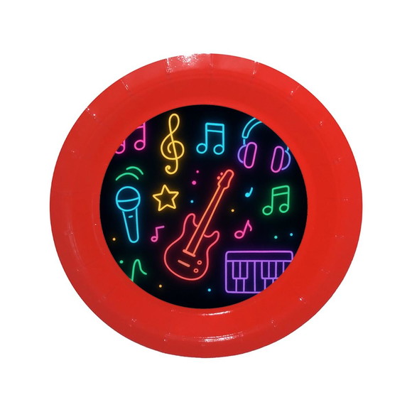 Prato de Papel Personalizado Neon Musical - Imagem 5