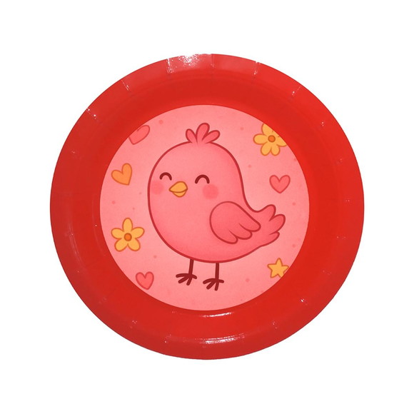 Prato de Papel Personalizado Passarinho Rosa - Imagem 5