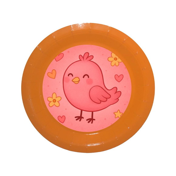 Prato de Papel Personalizado Passarinho Rosa - Imagem 2