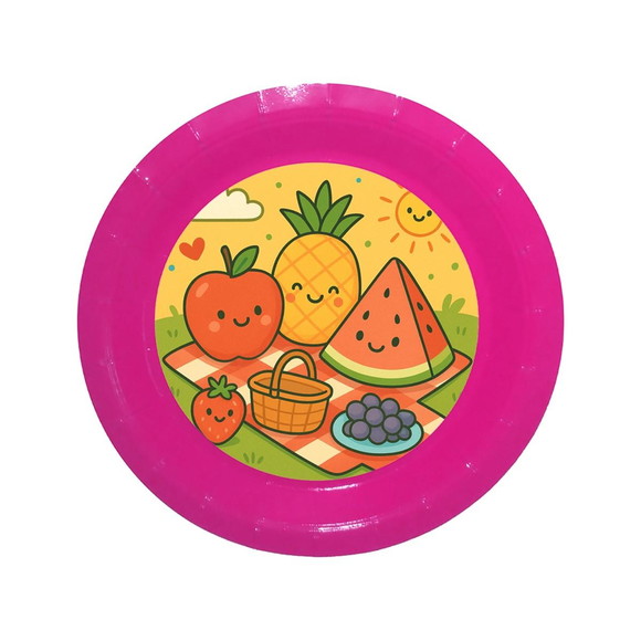 Prato de Papel Personalizado Piquenique das Frutas - Imagem 4