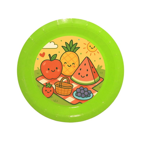 Prato de Papel Personalizado Piquenique das Frutas - Imagem 3