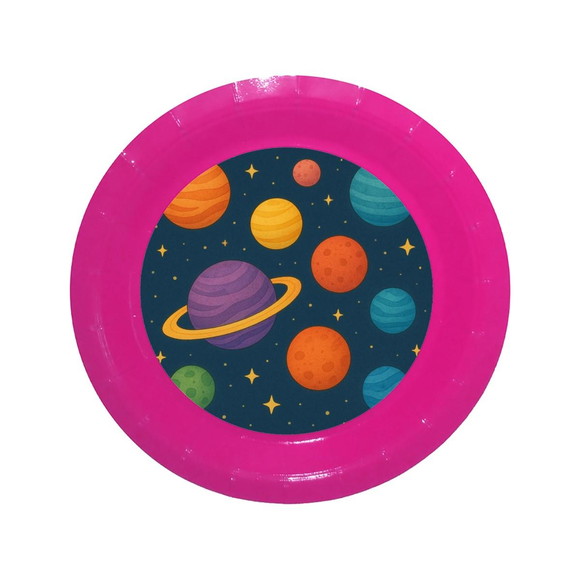 Prato de Papel Personalizado Planetas Coloridos - Imagem 4