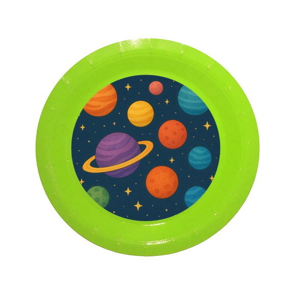 Prato de Papel Personalizado Planetas Coloridos - Imagem 3