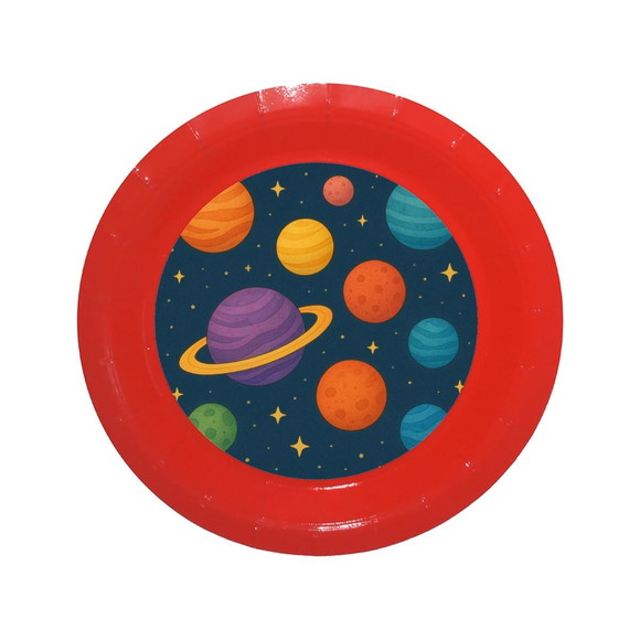 Prato de Papel Personalizado Planetas Coloridos - Imagem 5
