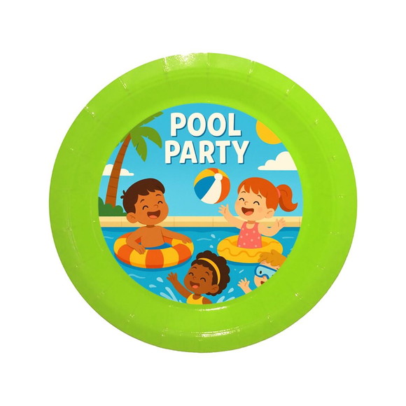 Prato de Papel Personalizado Pool Party - Imagem 3