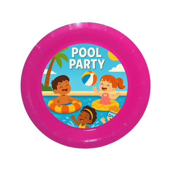 Prato de Papel Personalizado Pool Party - Imagem 4