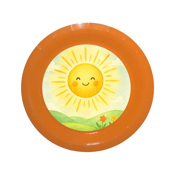 Prato de Papel Personalizado Raio de Sol Aquarela - Imagem 2
