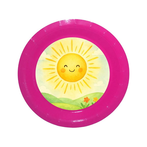 Prato de Papel Personalizado Raio de Sol Aquarela - Imagem 4
