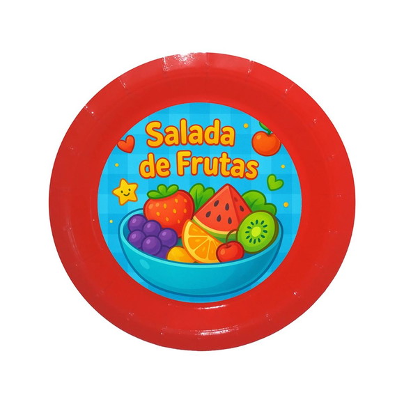 Prato de Papel Personalizado Salada de Frutas - Imagem 5