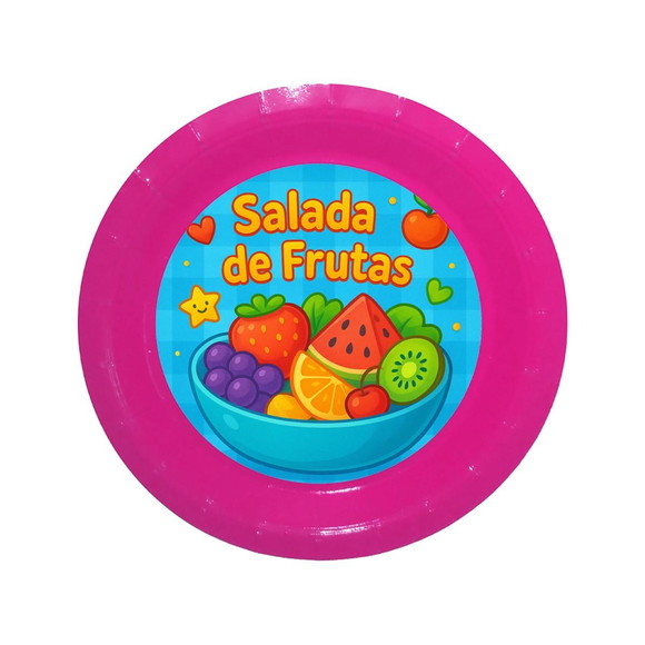 Prato de Papel Personalizado Salada de Frutas - Imagem 4