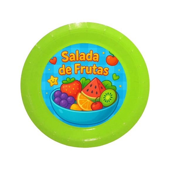 Prato de Papel Personalizado Salada de Frutas - Imagem 3