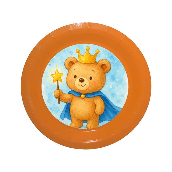 Prato de Papel Personalizado Ursinho Príncipe - Imagem 2