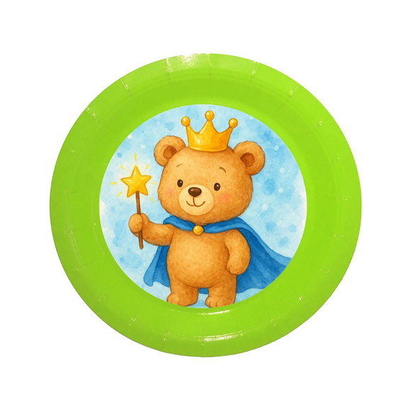 Prato de Papel Personalizado Ursinho Príncipe - Imagem 3