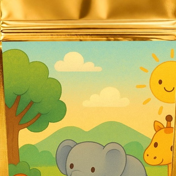 Saco Festa Metalizado Dourado 13x20 Animais Selvagens - Imagem 4