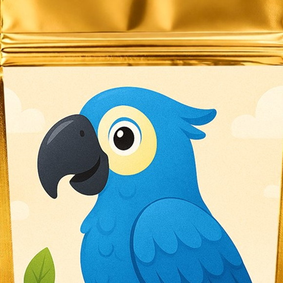 Saco Festa Metalizado Dourado 13x20 Arara Azul - Imagem 4