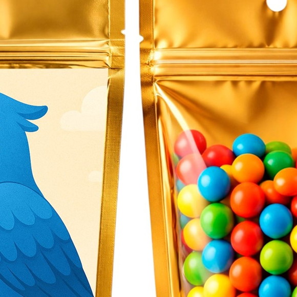 Saco Festa Metalizado Dourado 13x20 Arara Azul - Imagem 3