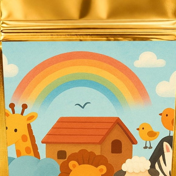 Saco Festa Metalizado Dourado 13x20 Arca de Noé - Imagem 4