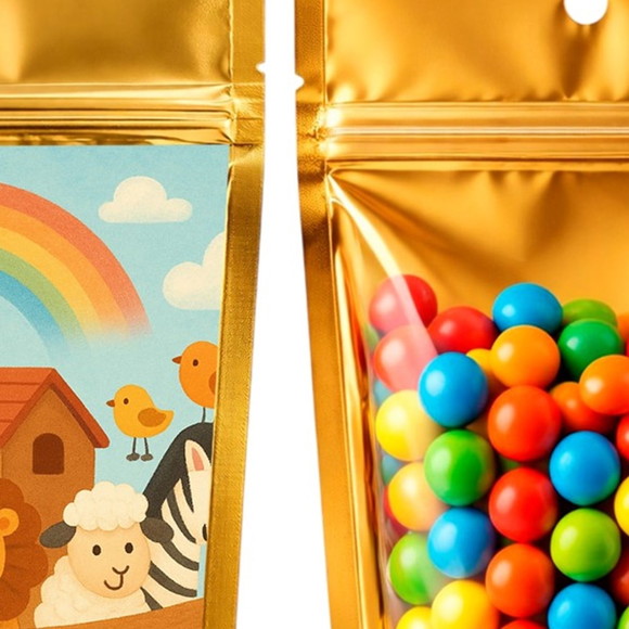 Saco Festa Metalizado Dourado 13x20 Arca de Noé - Imagem 3