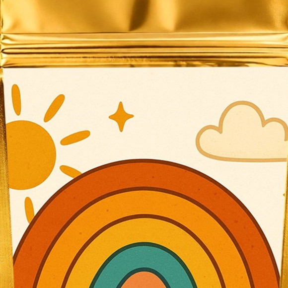 Saco Festa Metalizado Dourado 13x20 Arco-íris Boho - Imagem 4