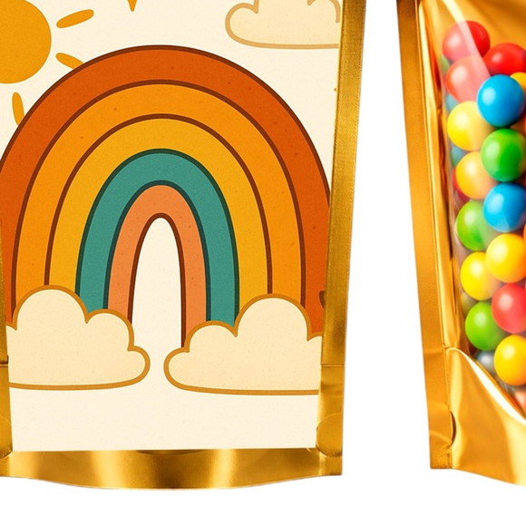 Saco Festa Metalizado Dourado 13x20 Arco-íris Boho - Imagem 5
