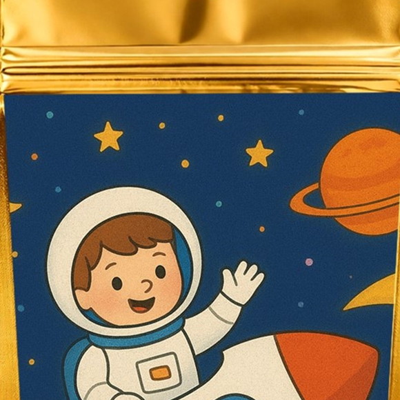 Saco Festa Metalizado Dourado 13x20 Aventura Espacial - Imagem 4